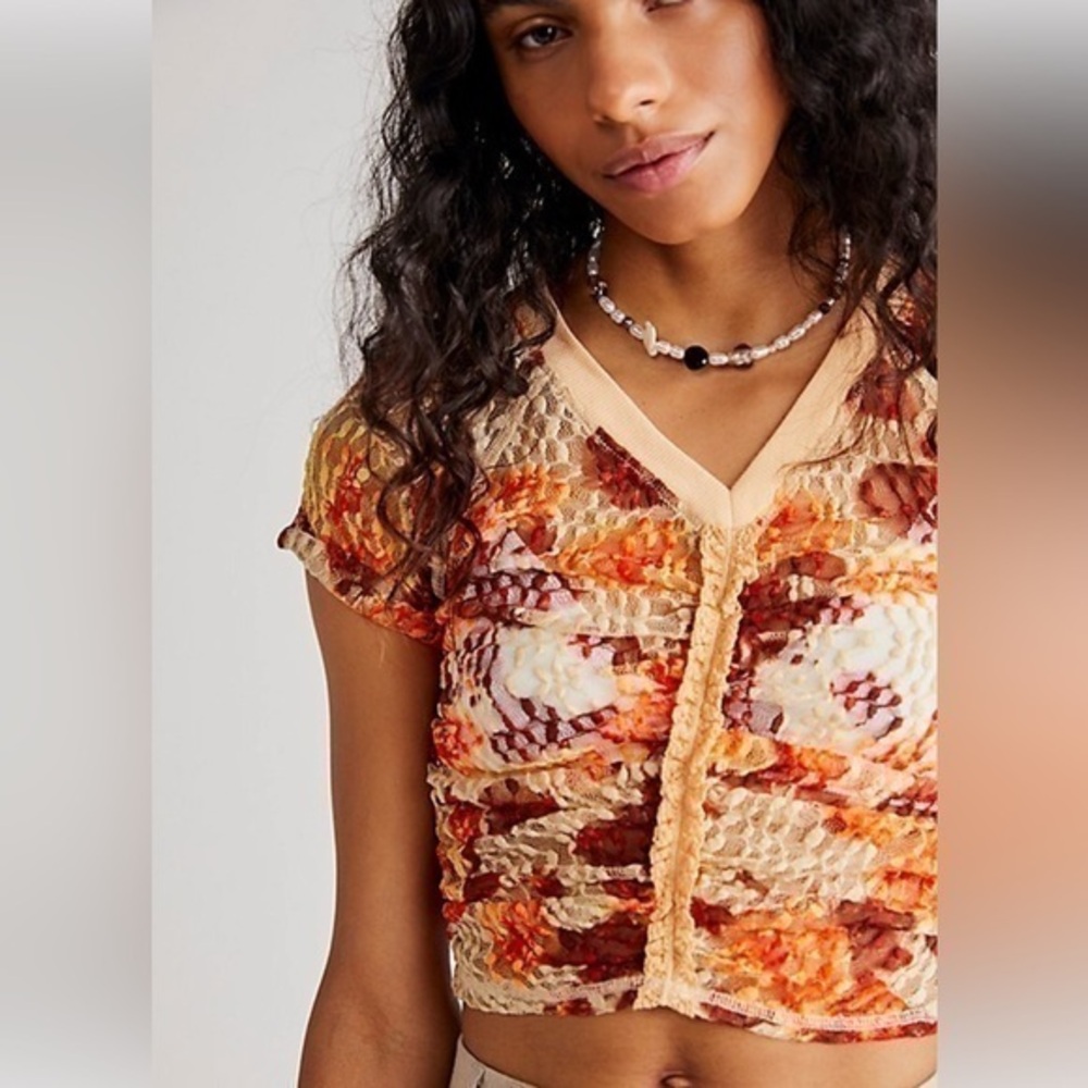 New Free People Solana Top in Ivory Combo Size XS